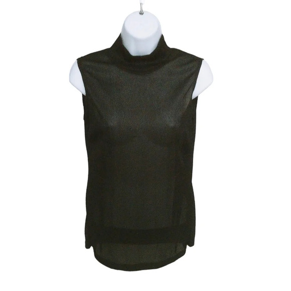 Crystal Fashions Sheer High Neck  Sleeveless Blouse XS NWT - Picture 1 of 7